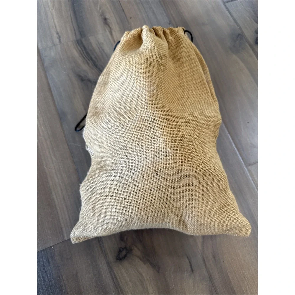 Vintage 5 Solid Wood Dice In A Burlap Bag - Large 3 1/4